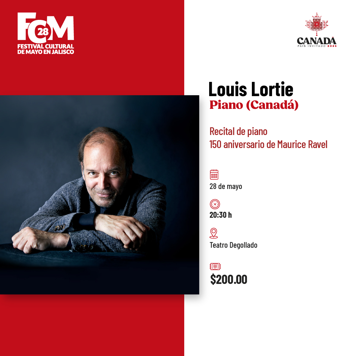 Con presencia entre las orquestas más prestigiosas y las principales salas de conciertos de todo el mundo, llega al festival de mayo el pianista canadiense Louis Lortie.
Compra tus boletos en boletia.com y vive esta noche exquisita. 🎹