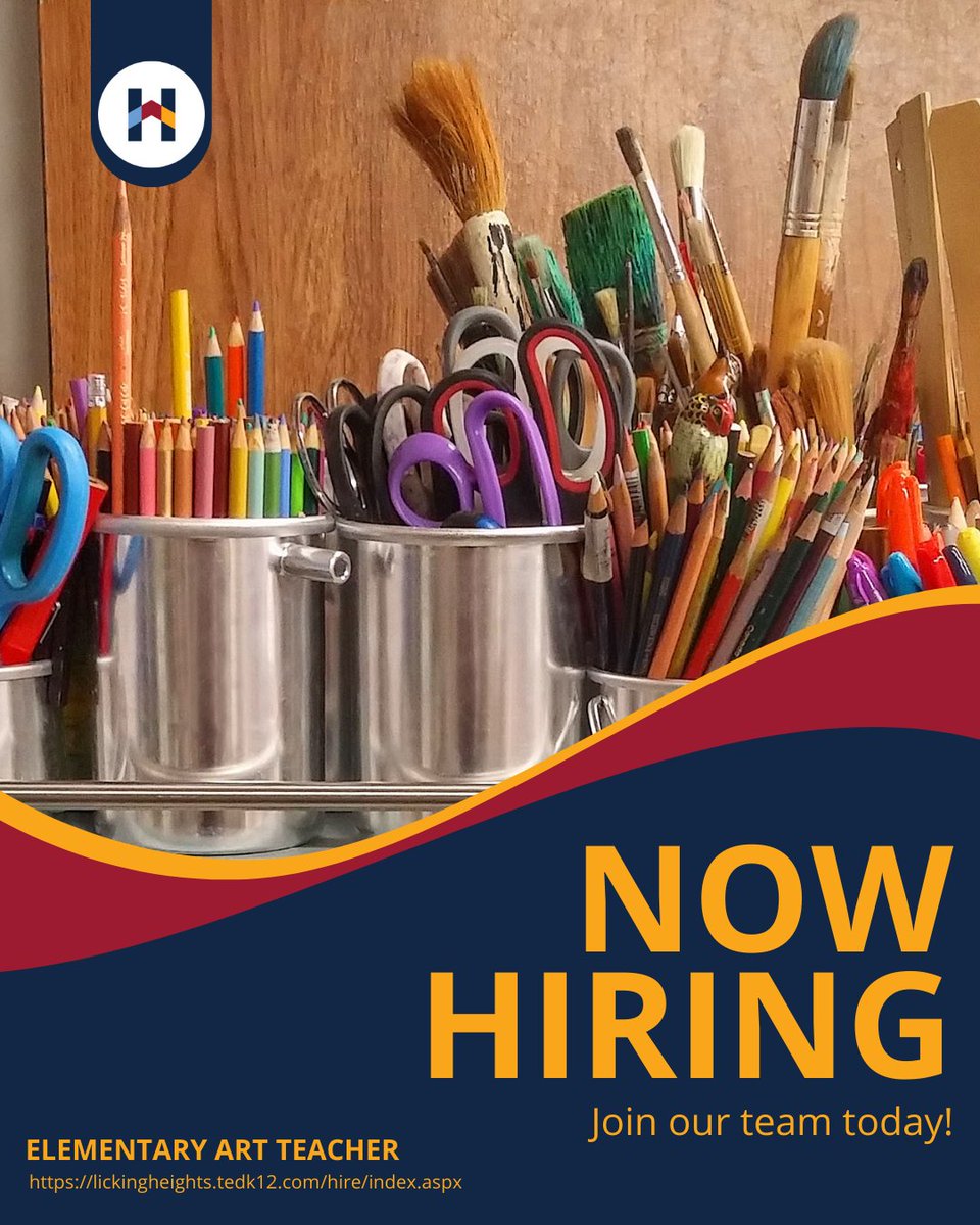🧑‍🎨 Join our team! Licking Heights Schools is hiring an Art Teacher for the 2025-2026 school year! For more information or to apply, click here ➡️ tinyurl.com/4dzn3vrn. We are excited to have you as our next Hornet! 🐝 #HornetsTakeFlight