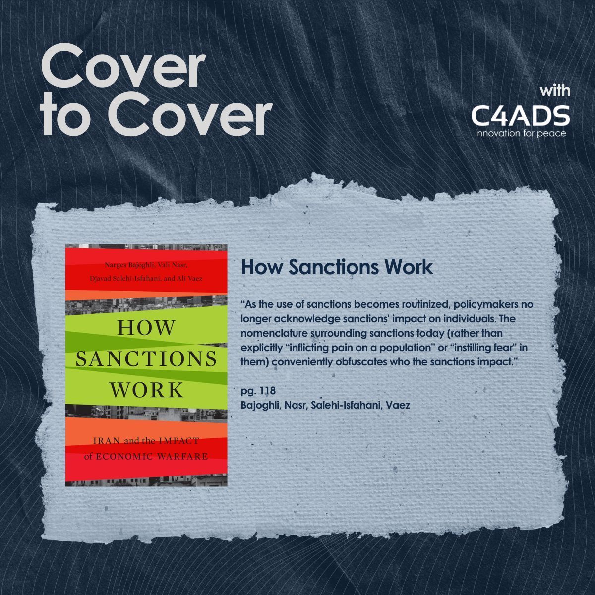 What’s C4ADS reading 📚 this week? Narges Bajoghli’s “How Sanctions Work” offers an impactful take on how global economic warfare reshapes life for Iranian citizens. This book challenges us to rethink the human cost of sanctions and who holds power when economies are under siege.