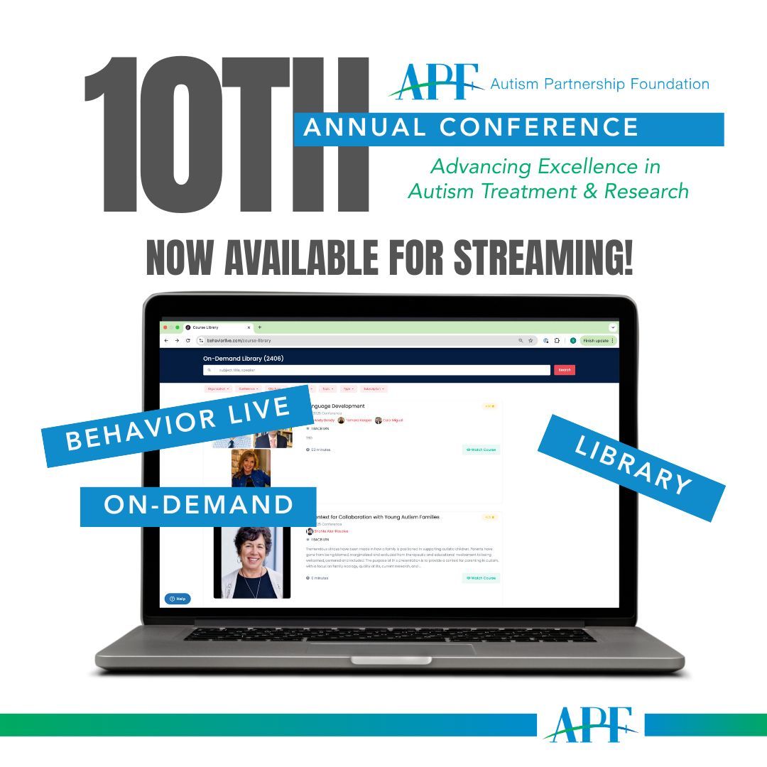Missed our 10th Annual Conference? All talks are now available through the Behavior Live on-demand library! Visit buff.ly/PdmlxOJ to stream now. #ceu #bcba #rbt #autism #aba #progressiveaba #apfcon2025 #behaviorlive