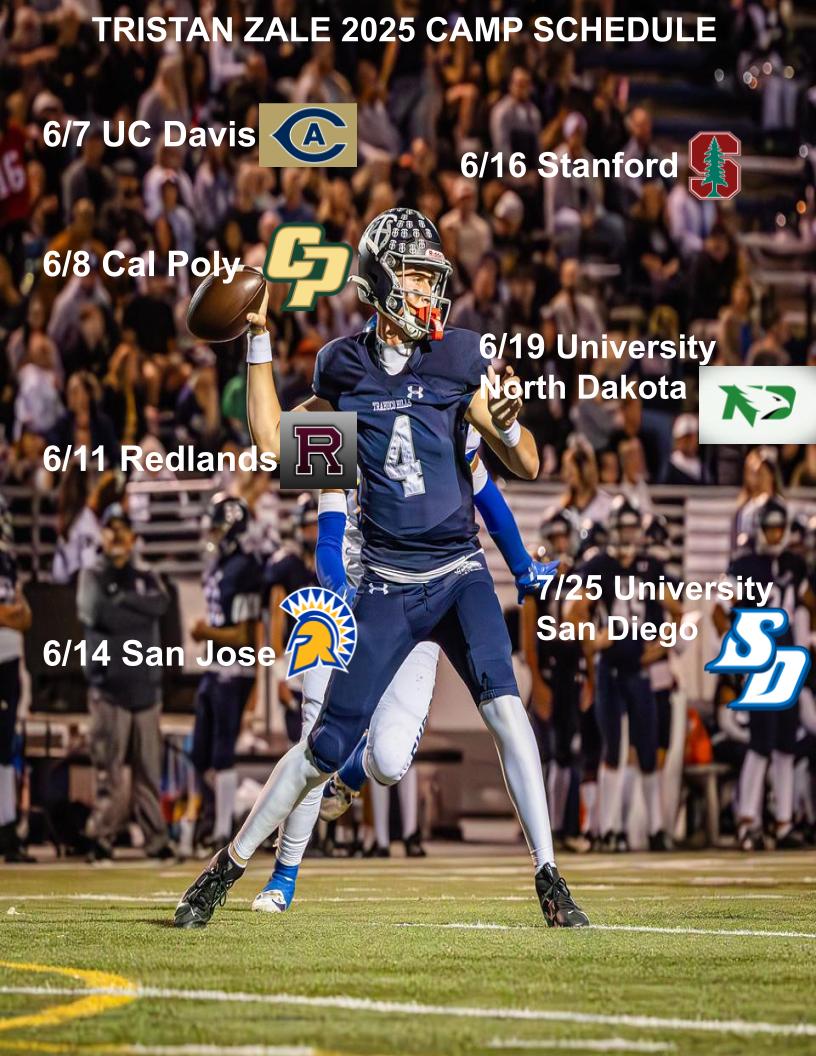 Tristan Zale 2026 (@tristanzaleqb12) on Twitter photo My camp schedule. Looking forward to competing, meeting coaches, and seeing campuses! <a href="/THHS_Football/">THHS_Football</a> <a href="/Nolan_Football/">Coach Mark Nolan</a> <a href="/CoachDanny10/">Danny Hernandez</a> <a href="/ucdpaulshelton/">Paul Shelton</a> <a href="/WPlemons/">Will Plemons</a> <a href="/CoachWulff/">Paul Wulff</a> <a href="/willbrunson733/">Will Brunson</a> <a href="/CoachWesNurse/">Wes Nurse</a> @marcanderson_ <a href="/CoachStutzmann/">Craig K. Stutzmann</a> <a href="/TheBecaPerez/">Beca Perez</a> <a href="/Cinjun_Erskine/">Cinjun Erskine</a> <a href="/Sean_Reeder/">Sean Reeder</a> My camp schedule. Looking forward to competing, meeting coaches, and seeing campuses! <a href="/THHS_Football/">THHS_Football</a> <a href="/Nolan_Football/">Coach Mark Nolan</a> <a href="/CoachDanny10/">Danny Hernandez</a> <a href="/ucdpaulshelton/">Paul Shelton</a> <a href="/WPlemons/">Will Plemons</a> <a href="/CoachWulff/">Paul Wulff</a> <a href="/willbrunson733/">Will Brunson</a> <a href="/CoachWesNurse/">Wes Nurse</a> @marcanderson_ <a href="/CoachStutzmann/">Craig K. Stutzmann</a> <a href="/TheBecaPerez/">Beca Perez</a> <a href="/Cinjun_Erskine/">Cinjun Erskine</a> <a href="/Sean_Reeder/">Sean Reeder</a>