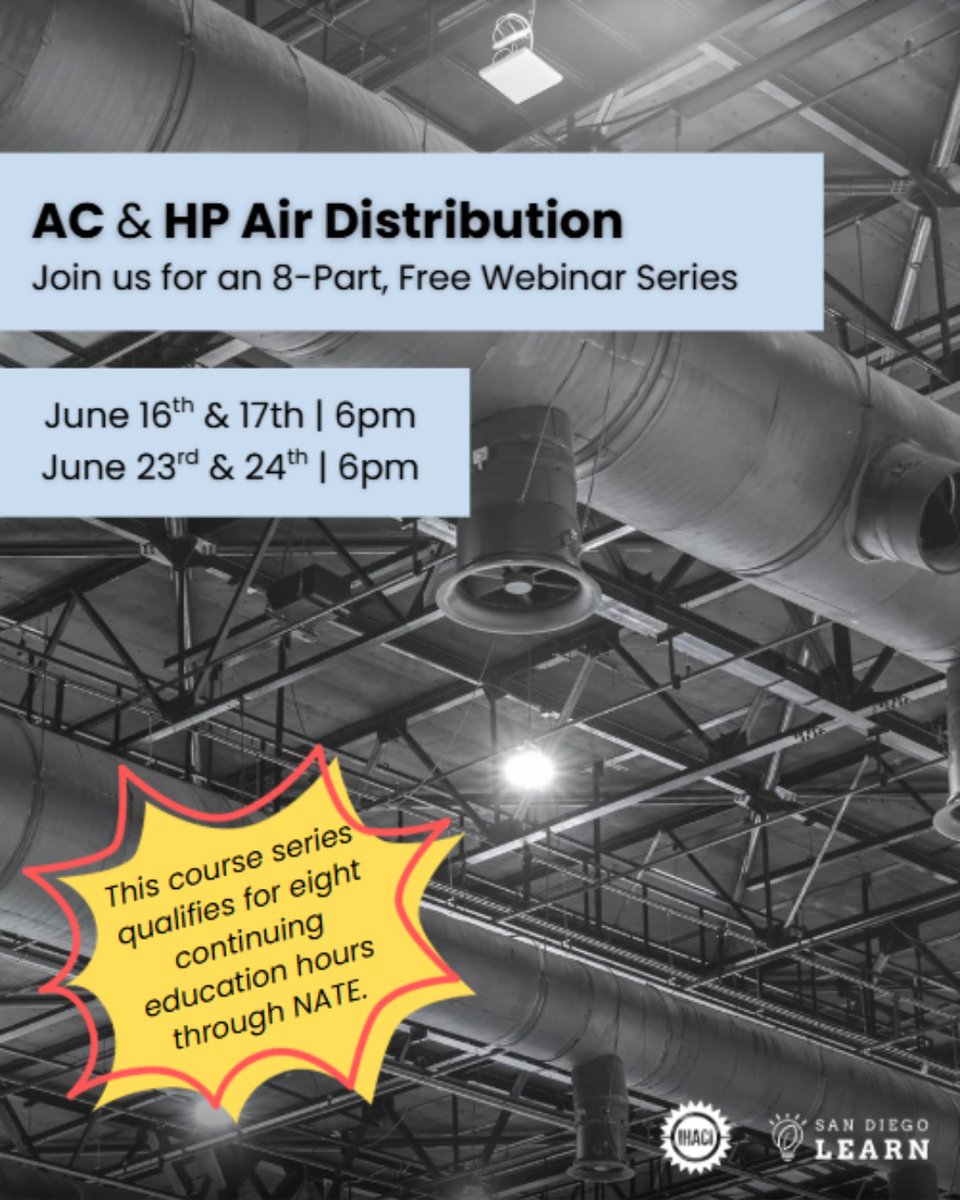 🚨 Calling all HVAC Pros!

Join a powerful 8-part evening seminar led by John Dalton—52+ years in the field, all 19 NATE certs, and a legend in California HVAC/R.

💡 Learn QI, QM, QS
🏡 For residential &amp; light commercial
📍 CA-specific 

🔗 Sign up now! 
ow.ly/K6OC50VW6ST