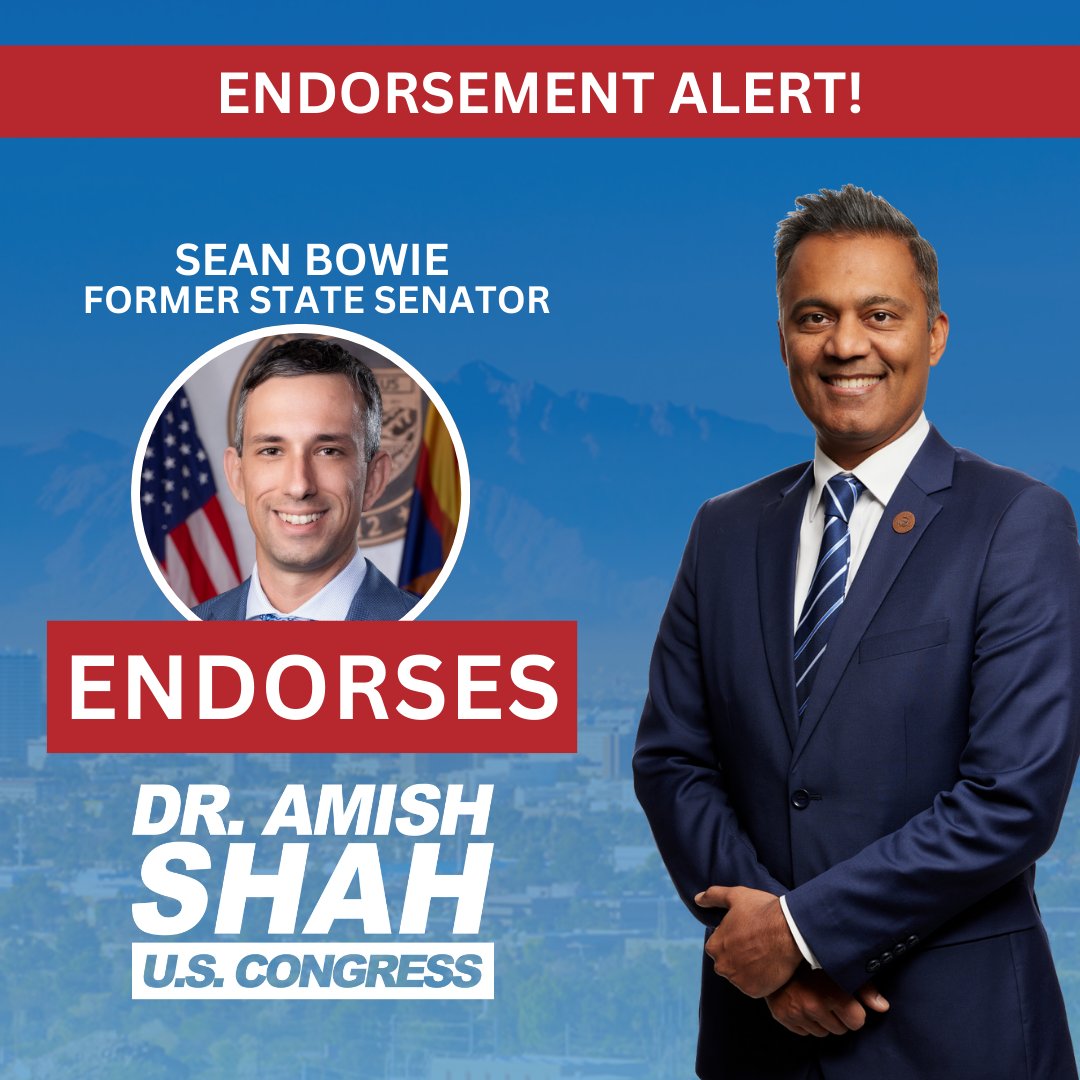 Amish Shah, MD (@dramishshah) on Twitter photo When I joined the legislature, Sean Bowie was someone I looked up toācalm and deeply committed to education and mental health. His support means a lotānot just because of who he is, but the leadership he represents. Thoughtful. Principled. Arizona-first.
<a href="/seanbowie/">Sean Bowie</a> When I joined the legislature, Sean Bowie was someone I looked up toācalm and deeply committed to education and mental health. His support means a lotānot just because of who he is, but the leadership he represents. Thoughtful. Principled. Arizona-first.
<a href="/seanbowie/">Sean Bowie</a>