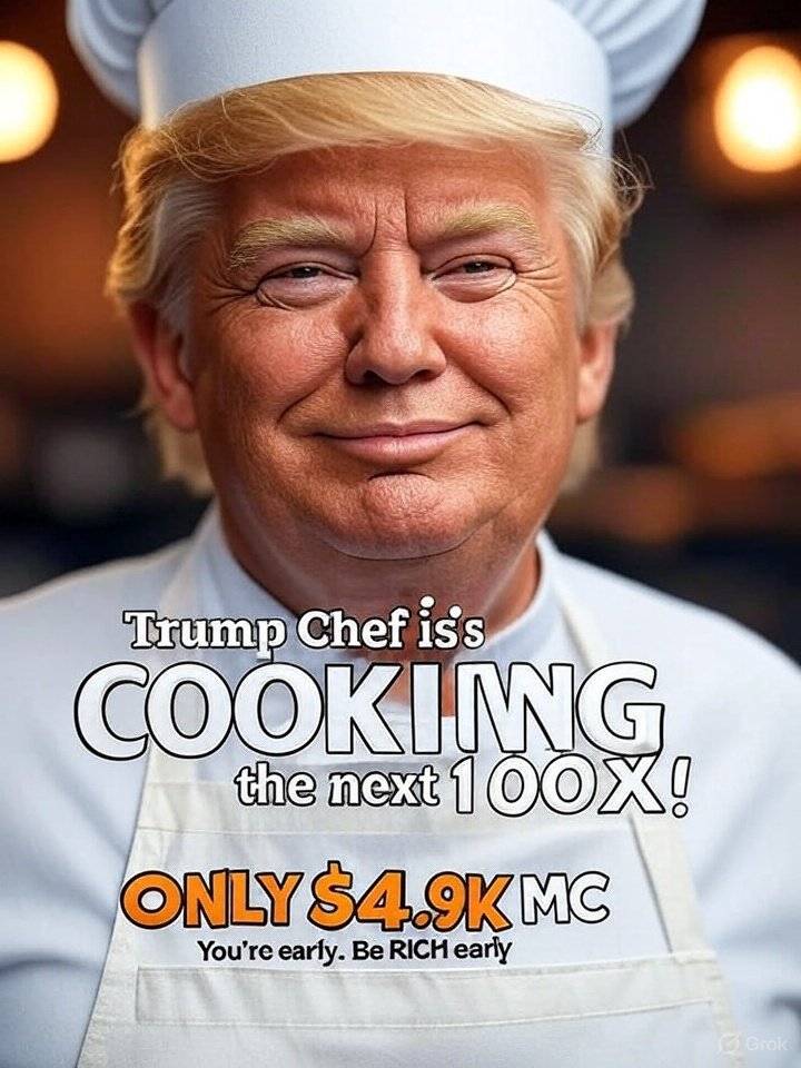 Alijalali173682's tweet photo. “ONLY $4.9K MC”
“You’re early. Be RICH early.”
Trump Chef is COOKING the next 100x!
Buy 📎
https://t.co/21k7xGuHcu

#TrumpChef #4kGem #Next100x #Solana #PumpFun #CryptoCook https://t.co/9keyjpP51h