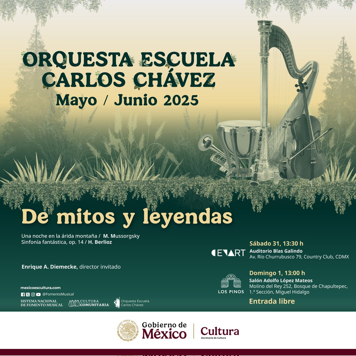 cenartmx's tweet photo. ¿Quién para disfrutar un concierto dirigido por Enrique Diemecke? 🎼 https://t.co/6LTFpizrYZ