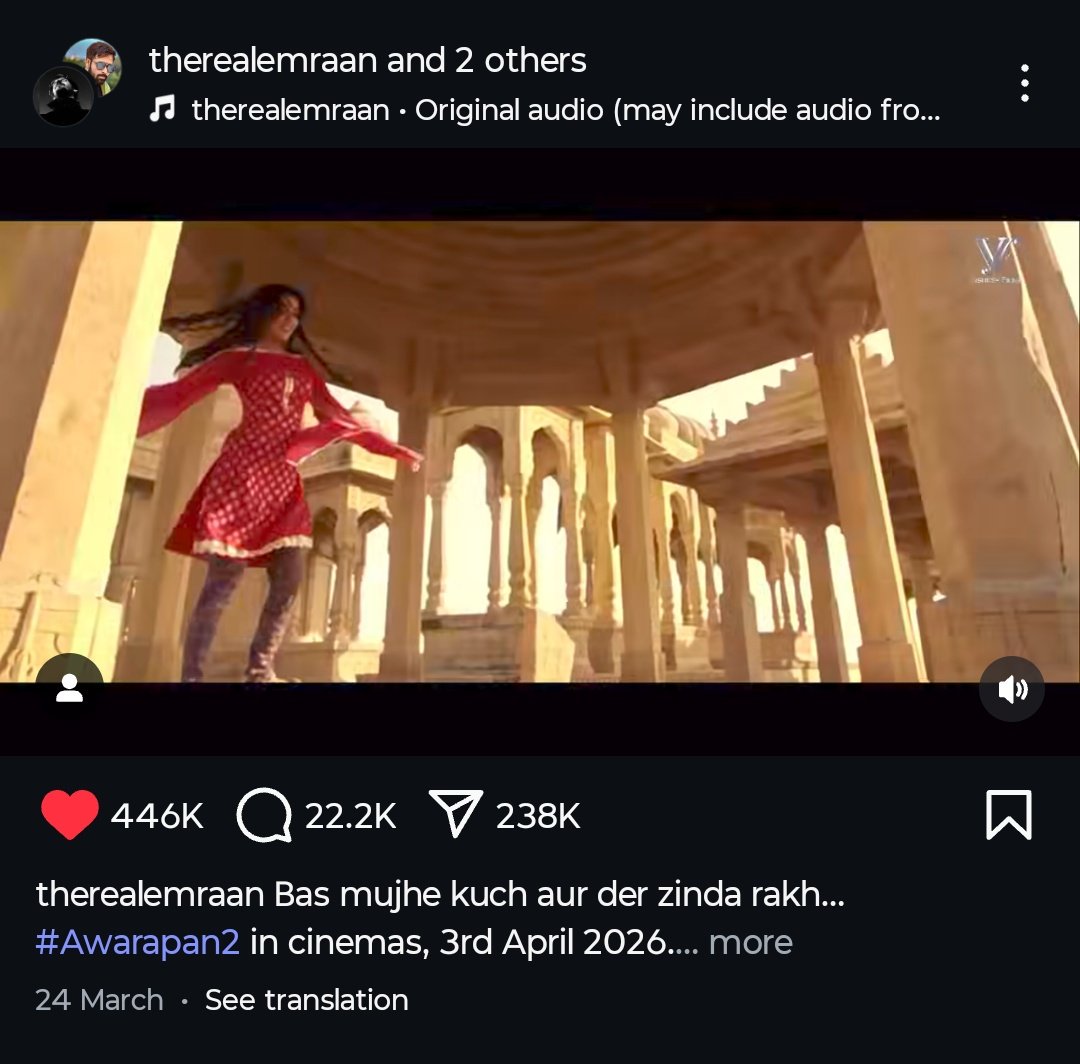 KkcAbid's tweet photo. 22k+ comment 238k share aur Emraan ke followers bhi unke compair me bhut Kam hai #Awrapan2 batayegi asli hype kyaa hota hai bas teaser trailer aane do 🔥🔥 https://t.co/qdGj9JfixA