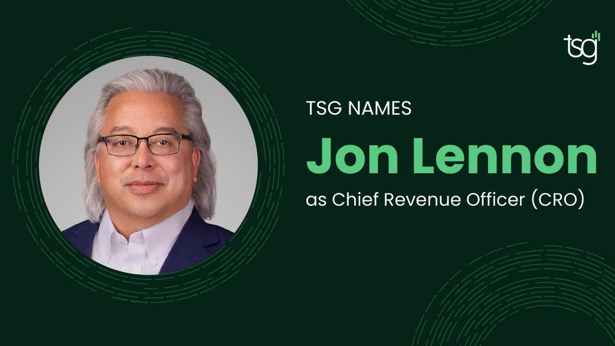TSG (@tsgpayments) on Twitter photo We’re thrilled to welcome Jon Lennon as our new Chief Revenue Officer (CRO)! 
Jon joins TSG with more than 20 years of global fintech and payment experience and more than 30 years of overall Fortune 500 leadership from many of the world's most respected companies: American We’re thrilled to welcome Jon Lennon as our new Chief Revenue Officer (CRO)! 
Jon joins TSG with more than 20 years of global fintech and payment experience and more than 30 years of overall Fortune 500 leadership from many of the world's most respected companies: American