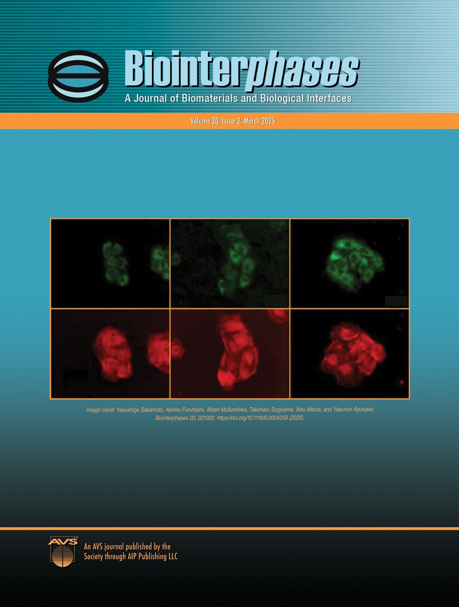 Biointerphases (@biointerphases) on Twitter photo 🚨New cover just dropped!🚨
In the featured study, authors at <a href="/KyushuUniv_EN/">Kyushu University</a> explore enhancing epithelial tissue sealing of dental implants made of materials like Ti–6Al–4V, which exhibits superior tensile strength & hardness compared to pure titanium.
doi.org/10.1116/6.0004… 🚨New cover just dropped!🚨
In the featured study, authors at <a href="/KyushuUniv_EN/">Kyushu University</a> explore enhancing epithelial tissue sealing of dental implants made of materials like Ti–6Al–4V, which exhibits superior tensile strength & hardness compared to pure titanium.
doi.org/10.1116/6.0004…