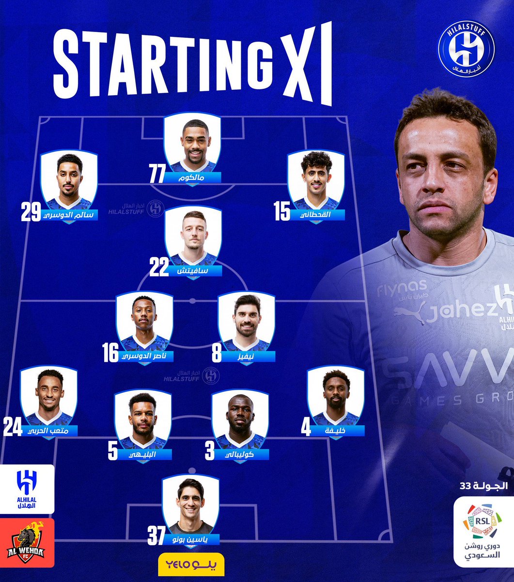 #الهلال_الوحده

طيب مالكوم جناح والحمدان مهاجم ليه القحطاني اساسي !!! وليه البليهي اساسي!!

تشكيلة تضيق الصدر الله يعين بس ويعديها على خير