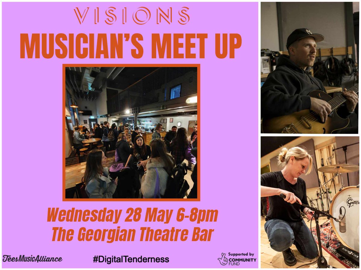 NewsTMA's tweet photo. TOMORROW (Wed 28th May) - Musician's Meet Up 🎶🤝

Join us for the third of our get-togethers at The Georgian Theatre bar with Chad Rodgers &amp; Lisa Murphy, two of the North-East's finest music producers.

The event is FREE and open to all. RSVP: https://t.co/ZxAbVcS4pg https://t.co/p9VUsazn02