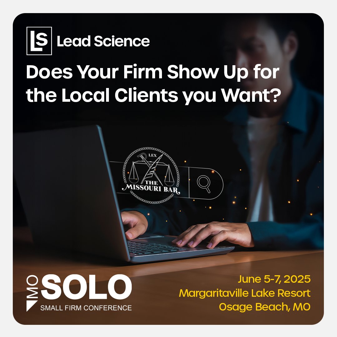 _LeadScience's tweet photo. Your Law Firm's digital marketing should be sending you a steady stream of new clients. How's that going?
Meet us the MOSOLO Conference - June 5 - 7 - and learn how to attract your ideal prospects and turn them into paying clients! https://t.co/E3wtTKXS7L
#mosolo @mobarnews https://t.co/sEPgGCd0nT