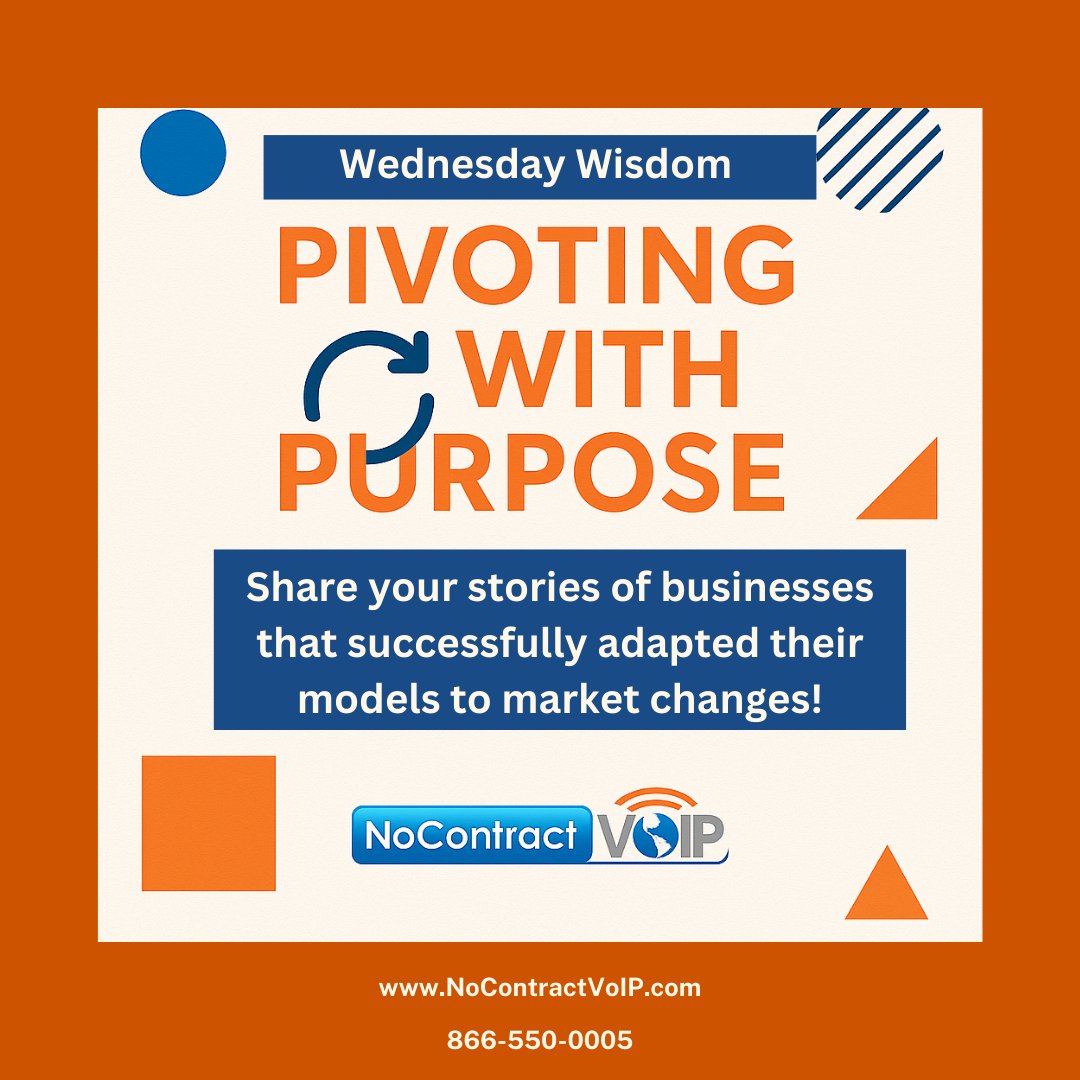 NoContractVoIP's tweet photo. 📅 #WednesdayWisdom
🔄 Pivoting with Purpose

Markets change. Great businesses adapt.
From coffee shops to curbside grocers, pivots keep businesses going.

We've helped clients go remote, reroute calls &amp; cut costs fast.

💡 What's your smartest pivot?

#SmallBiz #NoContractVoIP https://t.co/YBUBpJ4QFN