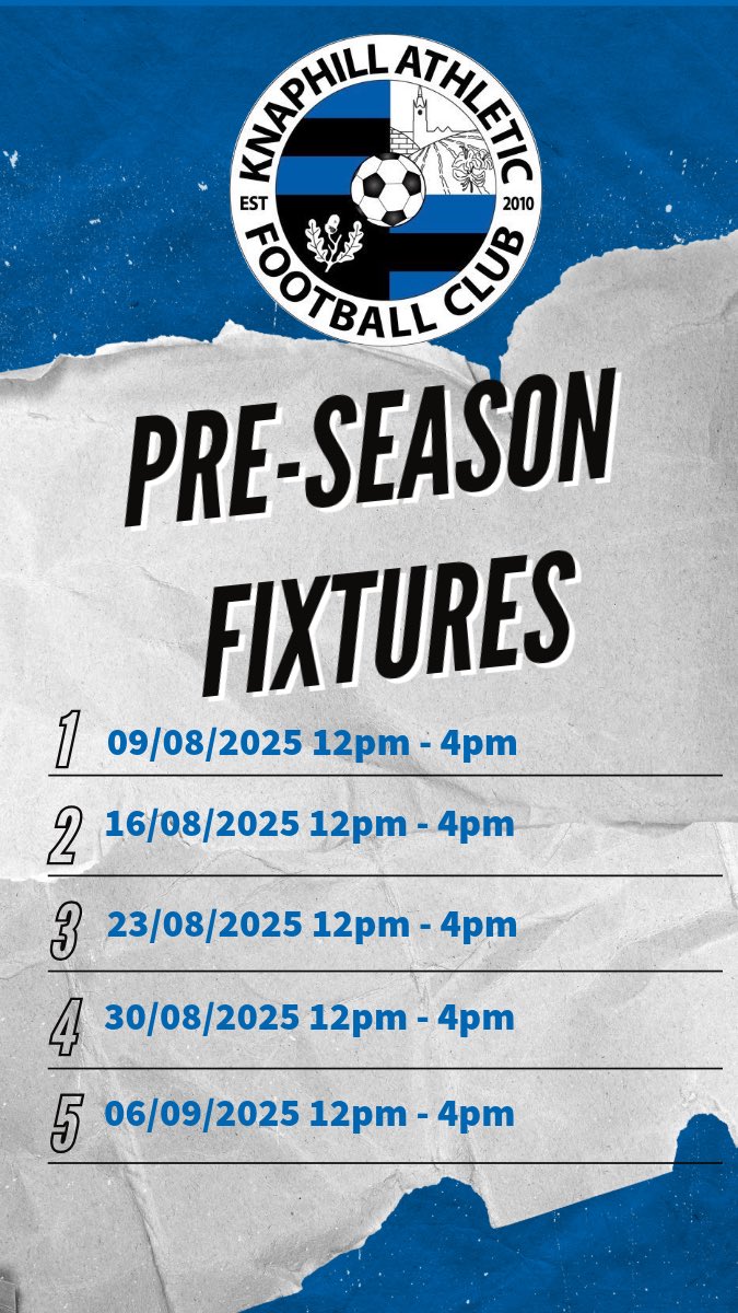 We’re on the look out for pre-season friendlies. 
For the dates below, this is for both our firsts and reserves. 
We have Sheerwater Rec, GU21 5NZ booked for the dates and times below.
DM us if you’re interested.
