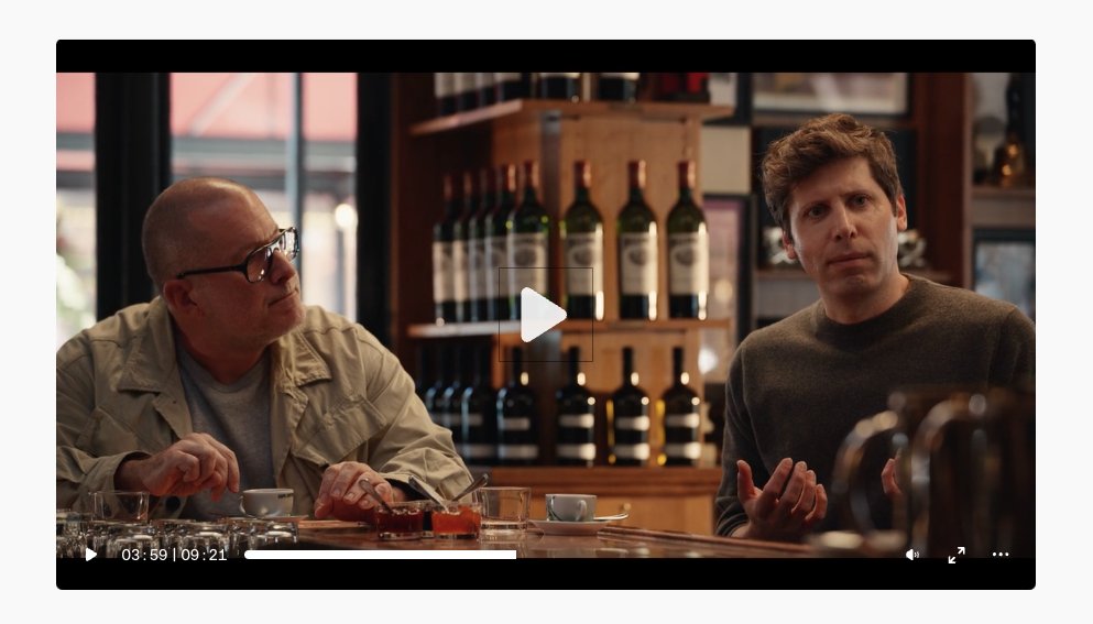 "Make me a video of Jony Ive and Sam Altman sitting at a bar being interviewed by someone across the room, shot in the perspective of The Office."