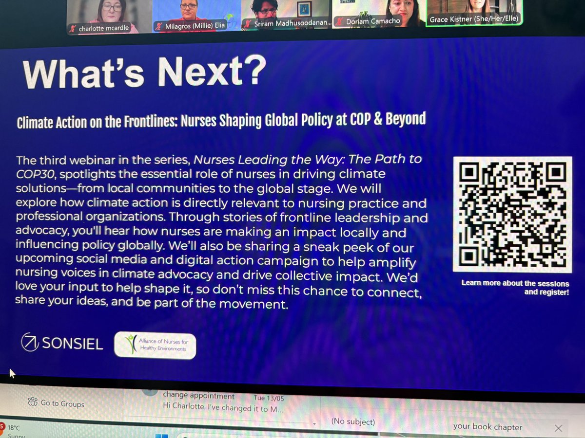 A pleasure to speak at COP 101, 2nd webinar in series Nurses Leading the Way to COP 30. Note # #NursesPath2COP voted as the favourite by participants. Today I spoke about the need for a stronger more co ordinated voice for nursing at COP. I have added details of next session.