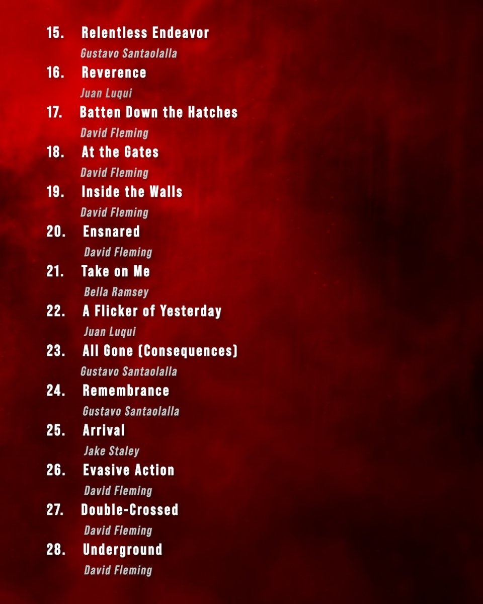 SonySoundtracks's tweet photo. The album you've been waiting for.

#TheLastofUs Season 2 soundtrack drops this Friday — featuring score tracks from original game composer Gustavo Santaolalla, Season 1 co-composer David Fleming, additional composer Jake Staley, and guitarist Juan Luqui. 

The album also includes songs heard in the series from Crooked Still and Ashley Johnson, as well as Bella Ramsey’s performance of “Take on Me” as Ellie in Episode 4.