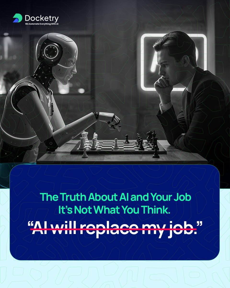 DocketryAi's tweet image. “AI will take over my job.” Heard that?🤔

Truth is, AI isn’t your replacement—it’s your upgrade.

Automate tasks, unlock creativity &amp;amp; boost impact.
Embrace the future with AI.💡

#FutureOfWork #AIatWork #Docketry #MythBusting #WorkSmarter #Innovation #DigitalTransformation