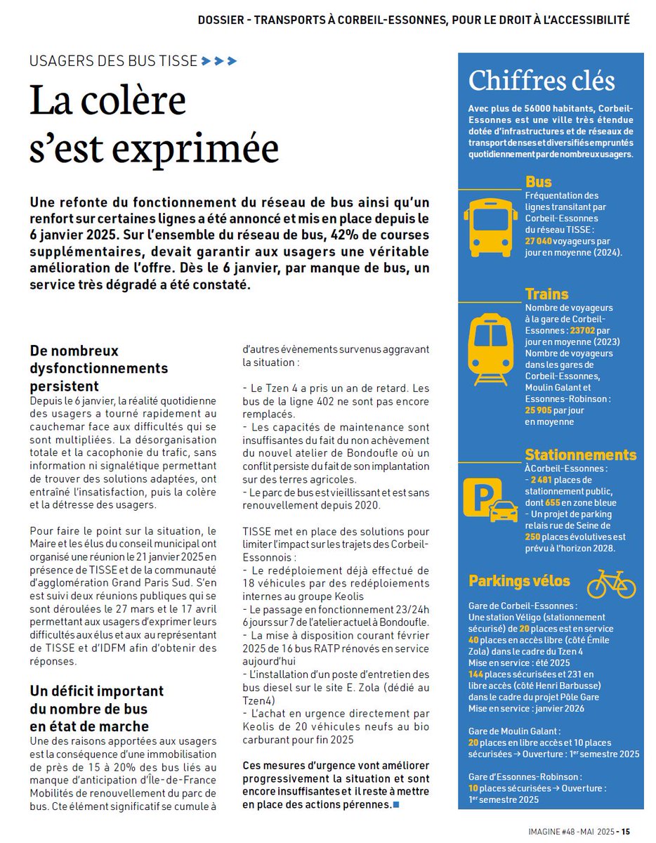 AUT / FNAUT IDF (@asso_usagersidf) on Twitter photo Réseau de bus TISSE autour d'Evry : le bulletin municipal de Corbeil relate les difficultés des usagers, liées notamment à un "déficit important de bus en état de marche" 🙄 Réseau de bus TISSE autour d'Evry : le bulletin municipal de Corbeil relate les difficultés des usagers, liées notamment à un "déficit important de bus en état de marche" 🙄