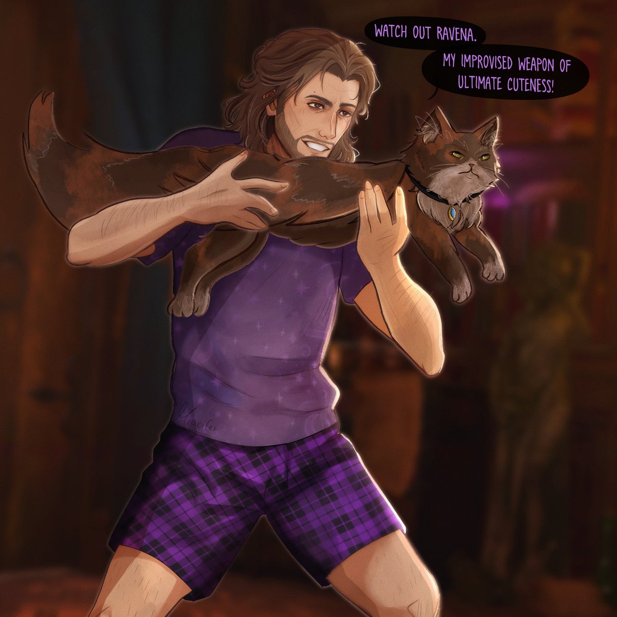 Miacifer's tweet photo. Tara did not sign up for this...☕️
I like to believe Gale lets out his goofy side even more when sleep deprived and full of coffee haha
#BG3 #galedekarios https://t.co/HWrrqnoMIU