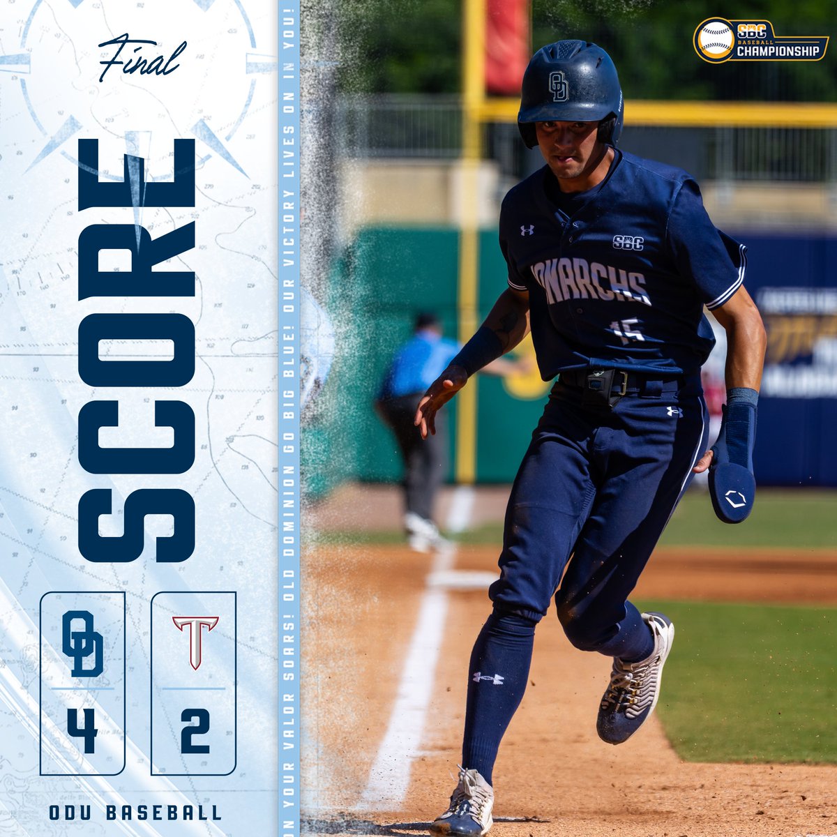 𝘼𝙣𝙤𝙩𝙝𝙚𝙧 𝙧𝙖𝙣𝙠𝙚𝙙 𝙬𝙞𝙣 𝙛𝙤𝙧 𝙩𝙝𝙚 𝙈𝙤𝙣𝙖𝙧𝙘𝙝𝙨!

ODU takes down the No. 22 Trojans and will play again Thursday at 5 pm ET.

ODU 4, Troy 2
#ODUSports | #Monarchs | #ReignOn