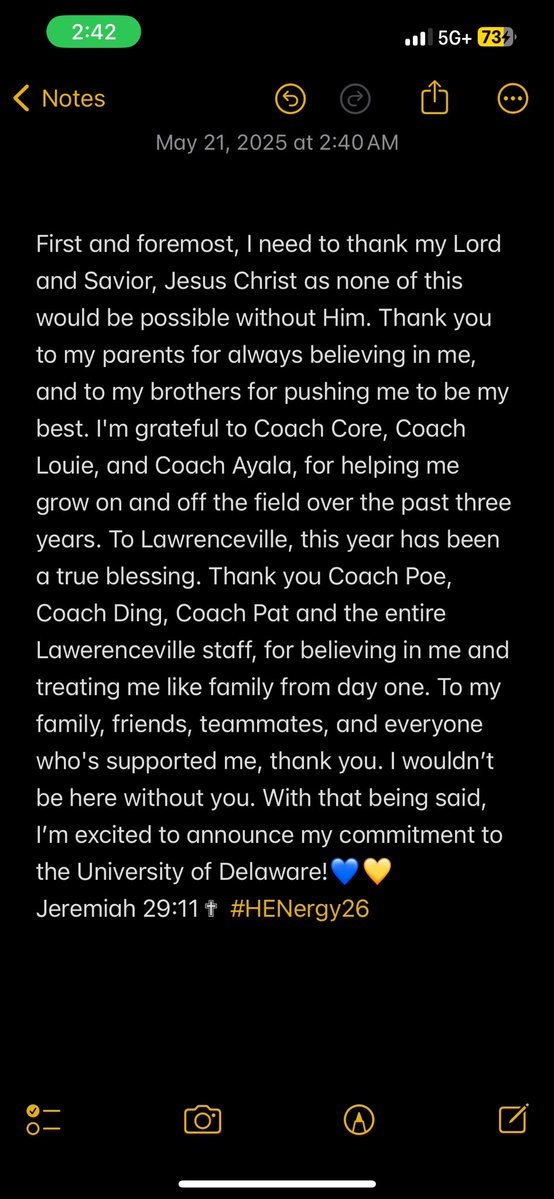 Joseph Zamot (@joseph_zamot) on Twitter photo #AGTG 100% Committed to the University of Delaware💙💛 <a href="/Delaware_FB/">Delaware Football</a> <a href="/ryancarty10/">Ryan Carty</a> <a href="/Rocco_DiMeco/">Rocco DiMeco</a> <a href="/Coach_Rojas_UD/">Coach Manny Rojas</a> <a href="/CoachPoeWins/">Napoleon Sykes Jr.</a> <a href="/LvilleBigRedFB/">Lawrenceville Football</a> <a href="/RivalsRichie/">Richie O’Leary</a> <a href="/RivalsFriedman/">Adam Friedman</a> <a href="/EdOBrienCFB/">EdOBrienCFB</a> <a href="/BrianDohn247/">BrianDohn247</a> #AGTG 100% Committed to the University of Delaware💙💛 <a href="/Delaware_FB/">Delaware Football</a> <a href="/ryancarty10/">Ryan Carty</a> <a href="/Rocco_DiMeco/">Rocco DiMeco</a> <a href="/Coach_Rojas_UD/">Coach Manny Rojas</a> <a href="/CoachPoeWins/">Napoleon Sykes Jr.</a> <a href="/LvilleBigRedFB/">Lawrenceville Football</a> <a href="/RivalsRichie/">Richie O’Leary</a> <a href="/RivalsFriedman/">Adam Friedman</a> <a href="/EdOBrienCFB/">EdOBrienCFB</a> <a href="/BrianDohn247/">BrianDohn247</a>