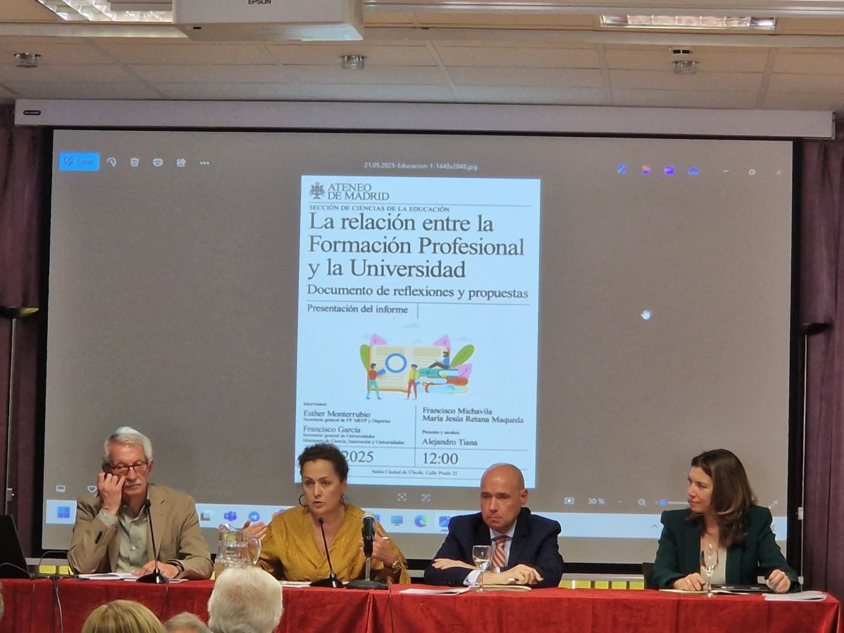 Esther Monterrubio (@esthermontariz) on Twitter photo Ha sido un placer presentar en <a href="/ateneodemadrid/">Ateneo de Madrid</a> el informe 'La relación entre la FP y la universidad'.
La FP es clave para el desarrollo económico y el sistema formativo, como el universitario, tiene identidad propia y, gracias a este Gobierno, ocupa el lugar que se merece. Ha sido un placer presentar en <a href="/ateneodemadrid/">Ateneo de Madrid</a> el informe 'La relación entre la FP y la universidad'.
La FP es clave para el desarrollo económico y el sistema formativo, como el universitario, tiene identidad propia y, gracias a este Gobierno, ocupa el lugar que se merece.