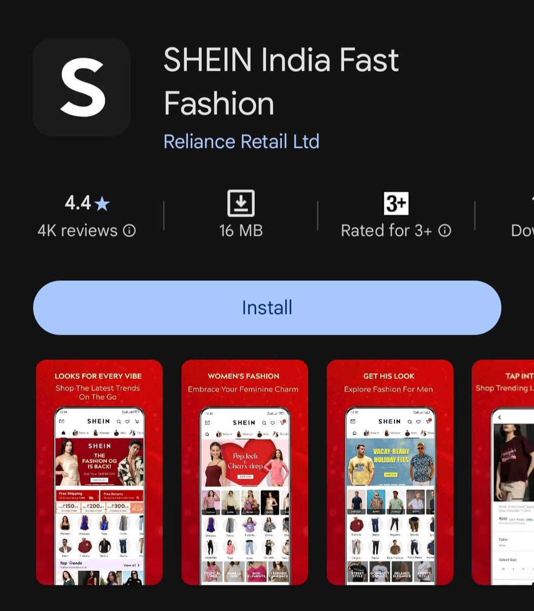 _DurgeshChoubey's tweet photo. Did anyone notice that the Shein application that was banned post Galwan valley clash has been brought back to India? https://t.co/H29l7qhjup