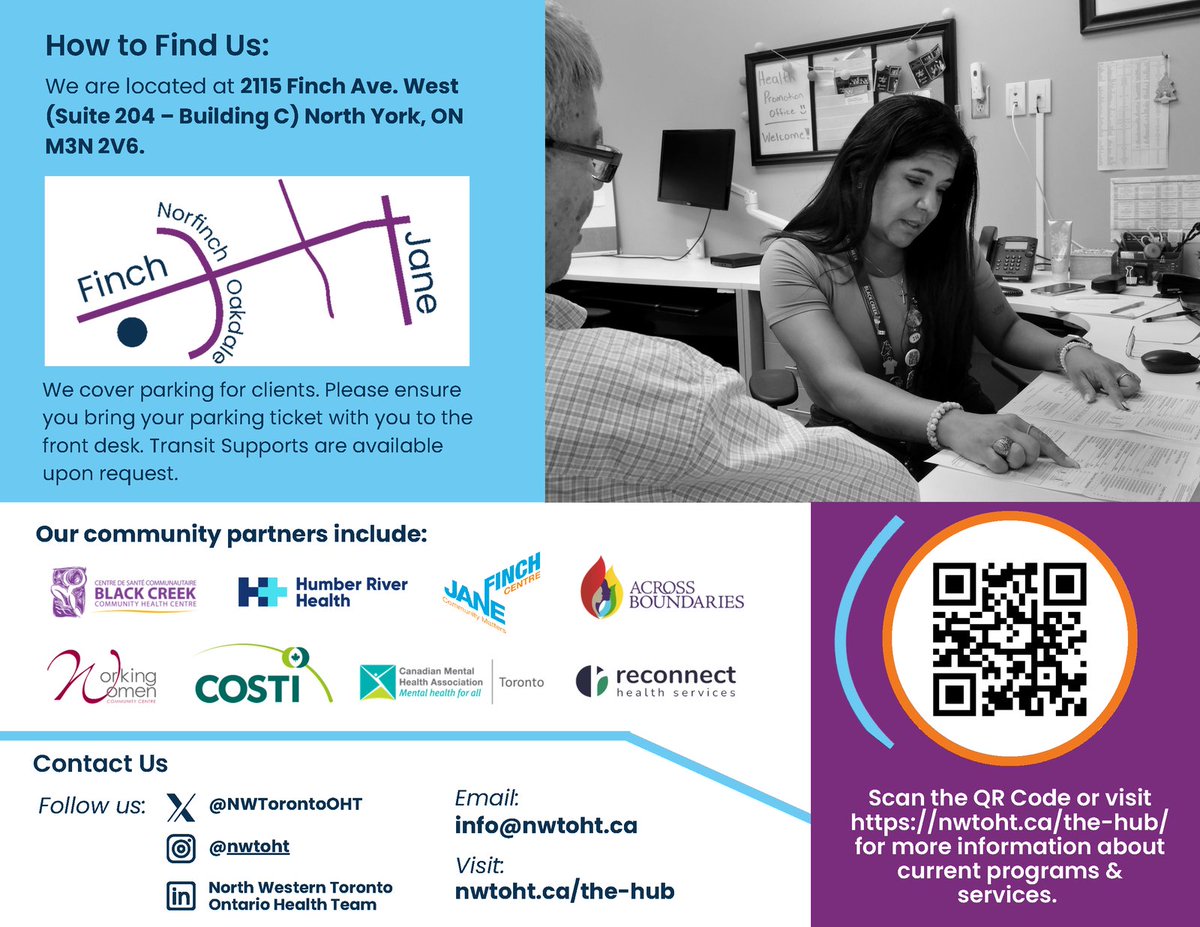 Looking for better access to health and wellbeing services?
Introducing the HUB@2115! Your go-to place for community services in North Western Toronto. Learn more about our programs and services at nwtoht.ca/the-hub/. #CommunityCare #TheHUB2115