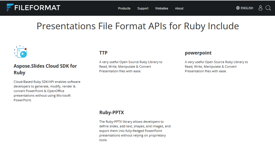 fileformatcom's tweet image. Leading Open Source #Ruby #APIs for #PowerPoint #PPT, #PPTX #Presentations Creation, Editing, Manipulation Merging, & #Conversion to #pdf , XPS, JPEG, PNG and more: shorturl.at/7b4lh