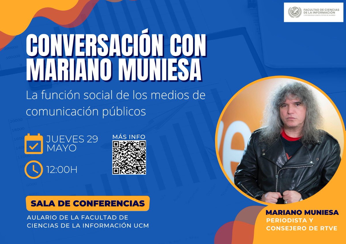 Os invitamos a una nueva actividad en <a href="/UCMccinf/">Facultad Ciencias Información</a>, en esta ocasión contaremos con la presencia de Mariano Muniesa, periodista y consejero de RTVE, con quien conversaremos en profundidad sobre la función social de los medios de comunicación públicos: diacronia.net/2025/05/21/con…