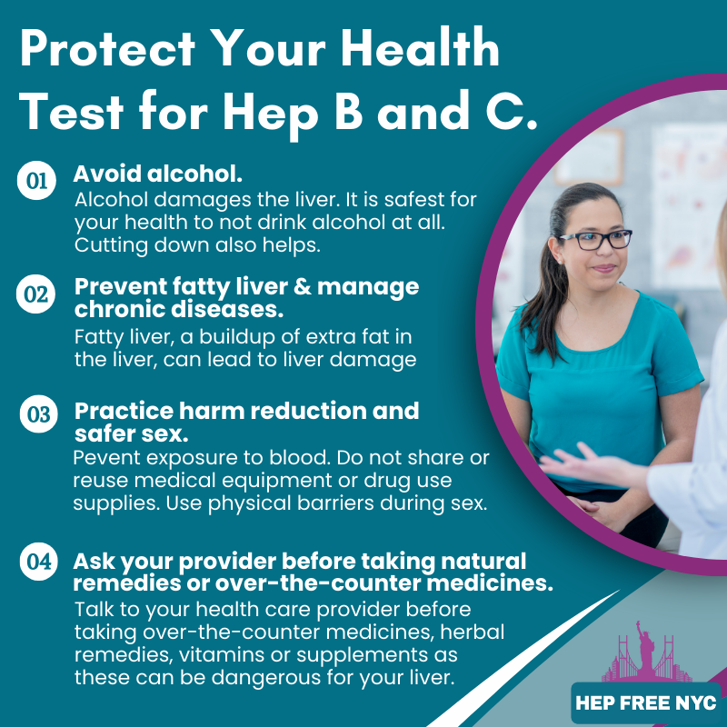Protect your liver. Protect your health. Hep B and C can be managed with the right care and awareness. Small steps like testing and harm reduction make a big impact. Take charge of your liver health. Find services: nyc.gov/health/map
