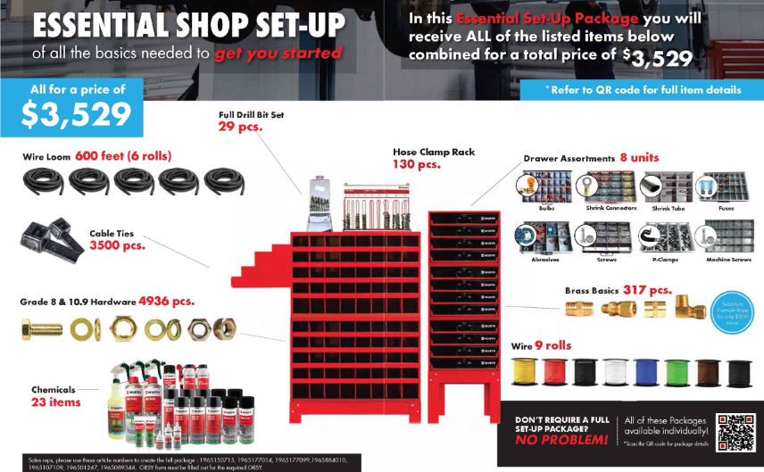 Opening a new shop, or just need to get yours more organized? Now's the time with our new Shop Set-Up Package
