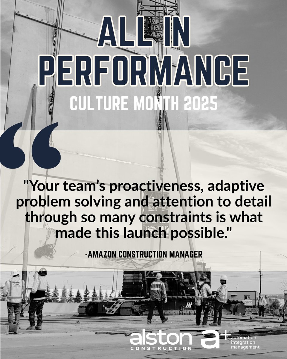 alstonconstruct's tweet image. We’re proud to be building Amazon facilities of all sizes across the country, a true reflection of our strong reputation. At Alston, performance means bringing solutions, staying agile, and delivering excellence no matter the challenge. #CultureMonth2025 #PerformanceWeek