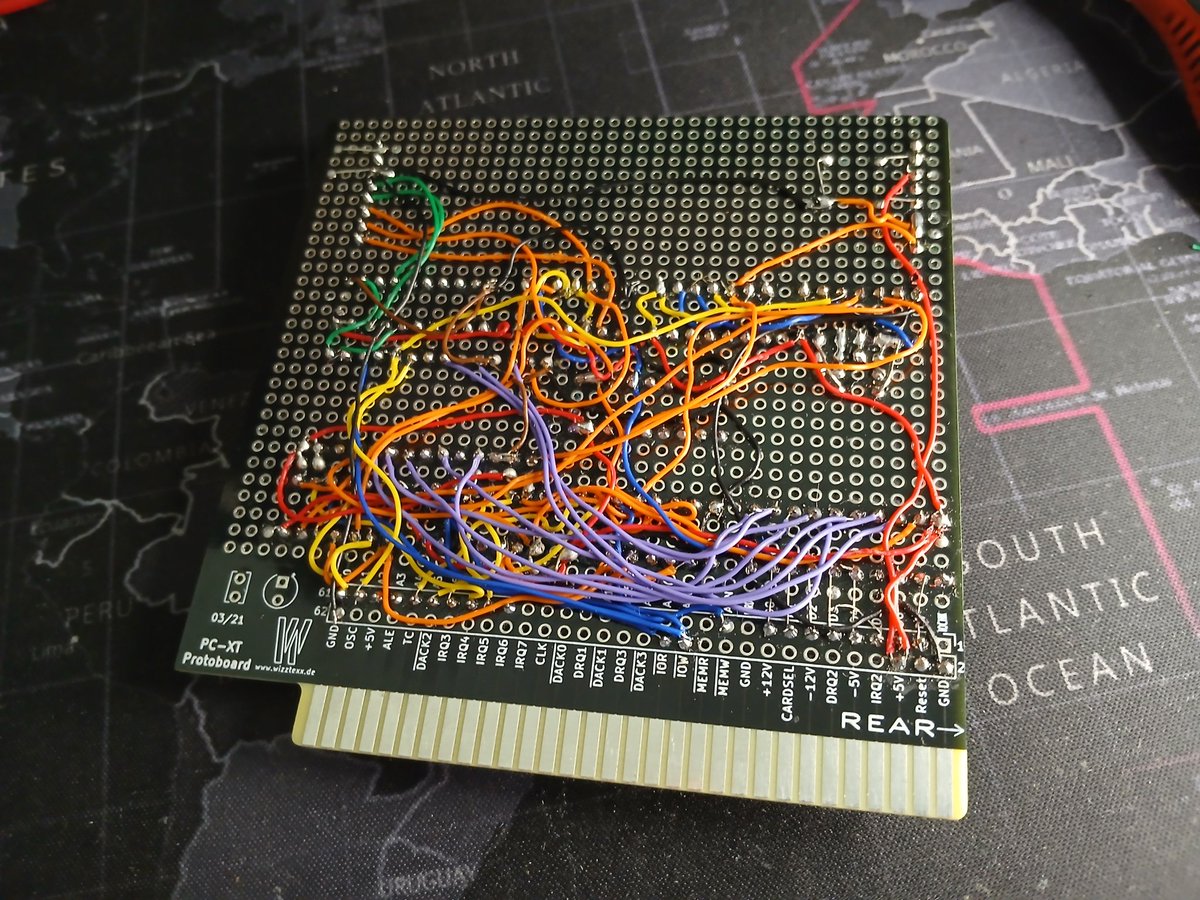 nanochess's tweet image. At the start of April, I bought two transputer boards for 25$ each on eBay. I&apos;ve been building an ISA board to test 🤓 Today, after destroying two 74LS08, solving three disconected wires, and adding a decoupling capacitor, it finally says &quot;nano&quot; 🥳 #retro #homebrew #transputer