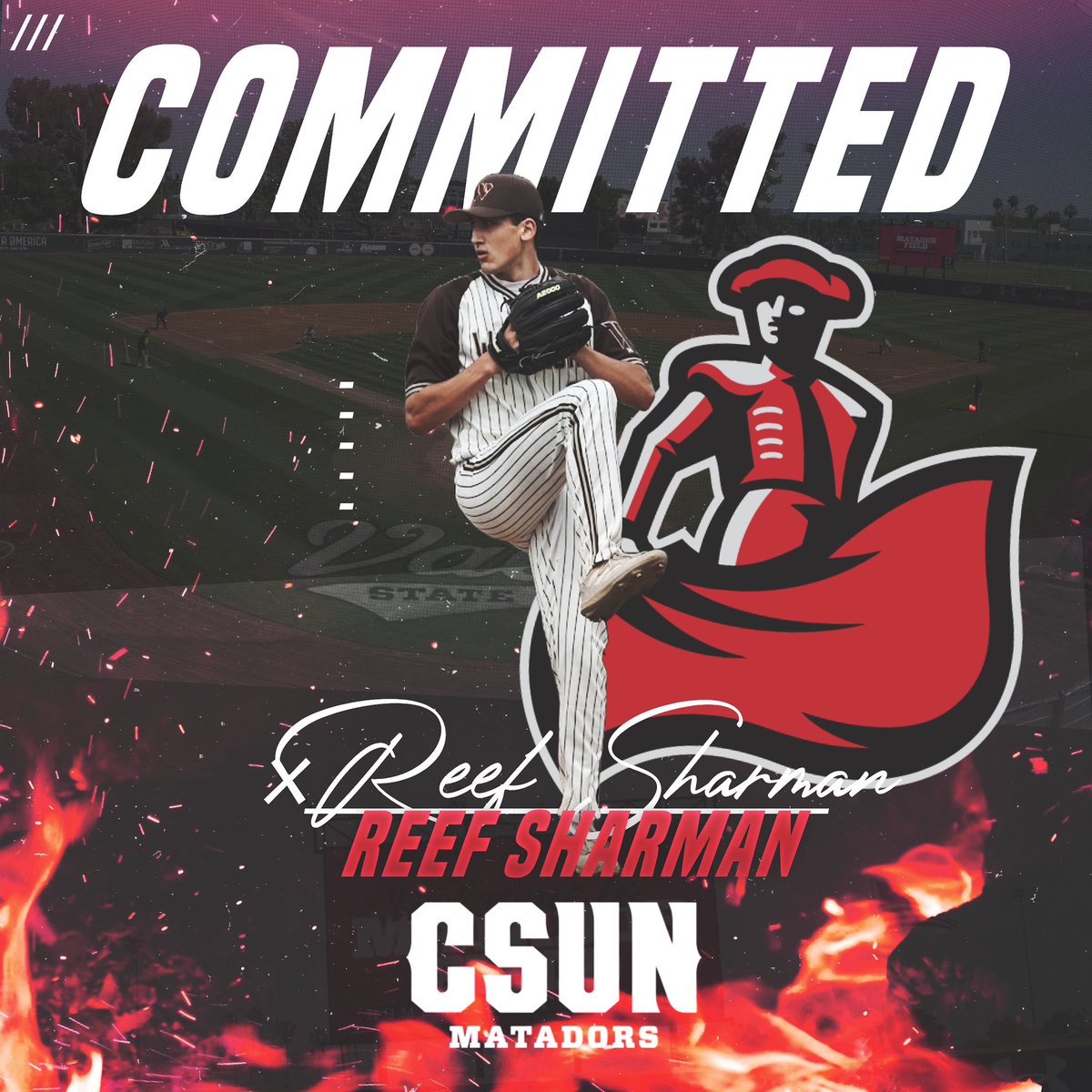 Reef_Sharman's tweet image. I am very proud and blessed to announce my commitment to Cal State University of Northridge to further my academic and athletic career.GO MATADORS!