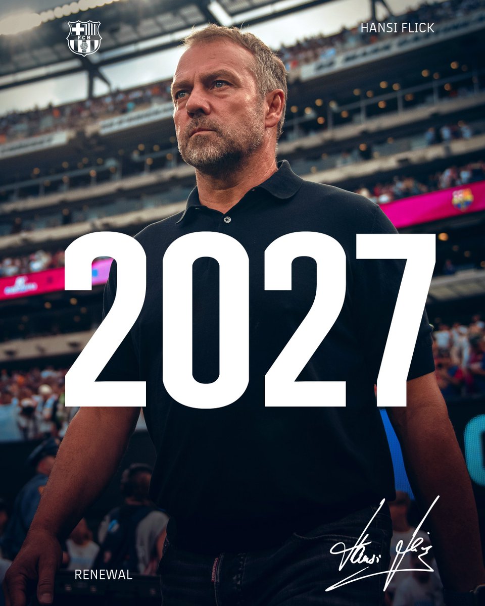 carpetasFCB's tweet photo. ❗ OFICIAL 

✅ Hansi Flick renueva hasta 2027 https://t.co/f7hW4n4aSz