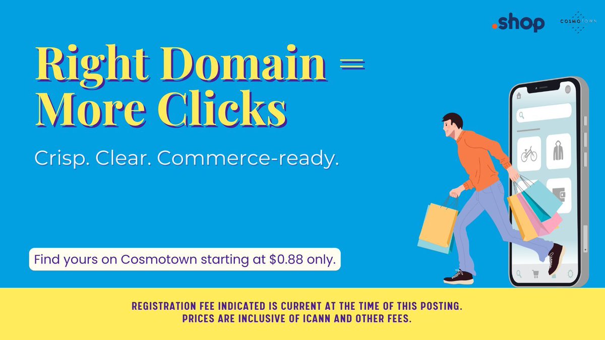 Savvy sellers know: a sharp domain makes a real difference.
.SHOP domains tailored to niche markets convert better — and sell for more.
Don’t just list. Dominate.
Do it with Cosmotown. ➡️cosmotown.com/registration 

#nichesites #shopdomains #Domains