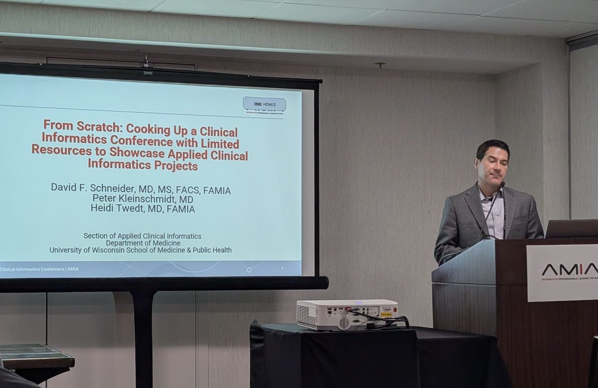 UW Applied Clinical Informatics (@uwinformatics) on Twitter photo Next up at <a href="/AMIAinformatics/">AMIA</a> #CIC25 was <a href="/dfs_77/">Dave Schneider</a> who shared how we have grown an internal Clinical Informatics conference (WisconsINFORMATICS) to share the work of all our amazing Clincial Informaticists at <a href="/UWMadison/">UW–Madison</a> <a href="/uwsmph/">UW School of Medicine and Public Health</a> Next up at <a href="/AMIAinformatics/">AMIA</a> #CIC25 was <a href="/dfs_77/">Dave Schneider</a> who shared how we have grown an internal Clinical Informatics conference (WisconsINFORMATICS) to share the work of all our amazing Clincial Informaticists at <a href="/UWMadison/">UW–Madison</a> <a href="/uwsmph/">UW School of Medicine and Public Health</a>