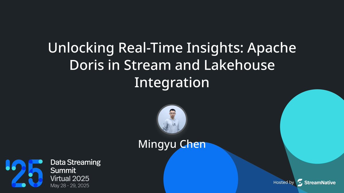 DataStreamingSt's tweet image. 🌟Session Spotlight🌟
Join Mingyu Chen (#ApacheDoris PMC Chair & Tech VP, @VeloDB_IO) at the #DataStreamingSummit to supercharge your data architecture with real-time analytics!
⏰ May 28 | 10:55–11:25 AM PST
💻 Zoom | USE CASES HALL
👉 hubs.ly/Q03nxscb0