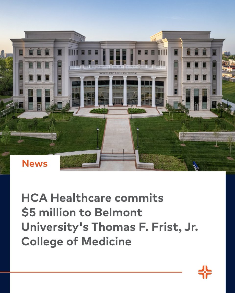 HCA Healthcare (@hcahealthcare) on Twitter photo Today, we're proud to announce a $5 million gift to the Thomas F. Frist, Jr. College of Medicine at <a href="/BelmontUniv/">Belmont University</a> to support the Belmont Collaborative for Health Systems Innovation. Learn about how we are supporting the next generation of physicians: bit.ly/4ms8gHv. Today, we're proud to announce a $5 million gift to the Thomas F. Frist, Jr. College of Medicine at <a href="/BelmontUniv/">Belmont University</a> to support the Belmont Collaborative for Health Systems Innovation. Learn about how we are supporting the next generation of physicians: bit.ly/4ms8gHv.