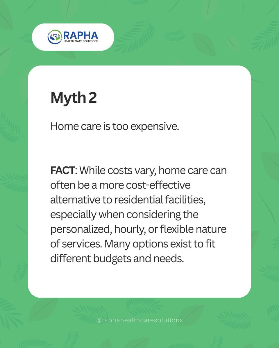 RaphaHealtth's tweet photo. Let's clear up some common misunderstandings about home-based care! 🤔 

#HomeCareMyths #DebunkingMyths #HomeBasedCare #AgingInPlace #EdmontonSeniors #AlbertaHealthcare #PersonalizedCare #TrustedCare #RaphaHealthcareSolutions #InHomeCare #MythVsFact #SeniorSupport #CareOptions https://t.co/4bRaBxQzcI