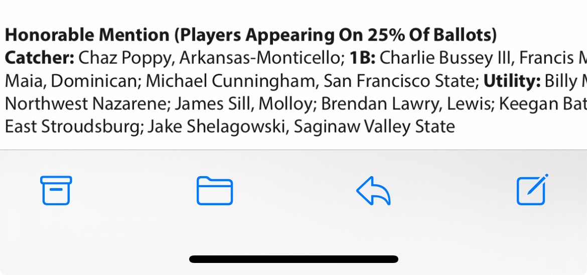 Congrats to UAM catcher <a href="/chazpoppy_/">Chaz Poppy</a> on being named <a href="/NCBWA/">NCBWA</a> Honorable Mention All-American. Former <a href="/SHBearsBSB/">Sylvan Hills Bears</a> alum has had an outstanding career!!