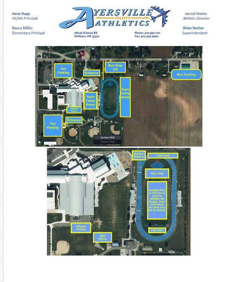 District Track at Ayersville HS
Thurs. May 22 and Sat. May 24
Meet Info Link: oh.milesplit.com/meets/679942-o…
Tickets $8 for adults and $5 for students - cash at the gate or online at ohsaa.org/tickets