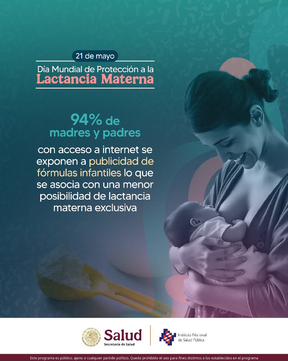 Actualmente, solo el 34.2% de los bebés menores de 6 meses en México reciben lactancia materna exclusiva, de acuerdo con la #ENSANUT 2021-2023. 🤱

¡Es urgente proteger la lactancia materna! ✅

📝 Consulta: insp.mx/avisos/solo-1-…