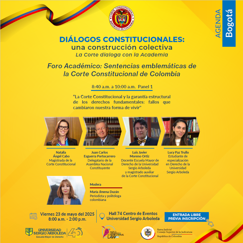 penal_sergio's tweet photo. Con el liderazgo del decano Hernán Gonzalo Jiménez y el respaldo del vicerrector Carlos Camargo Assis.  
 8:00 a. m 
🎟️https://t.co/uUD2sGxe9r
🎥@EMDSergioArboleda por YouTube

¡La Corte Constitucional dialoga con la academia! Te esperamos este 23 de mayo en la @USergioArboleda https://t.co/5fYf5K6ULg