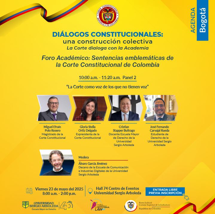 penal_sergio's tweet photo. Con el liderazgo del decano Hernán Gonzalo Jiménez y el respaldo del vicerrector Carlos Camargo Assis.  
 8:00 a. m 
🎟️https://t.co/uUD2sGxe9r
🎥@EMDSergioArboleda por YouTube

¡La Corte Constitucional dialoga con la academia! Te esperamos este 23 de mayo en la @USergioArboleda https://t.co/5fYf5K6ULg