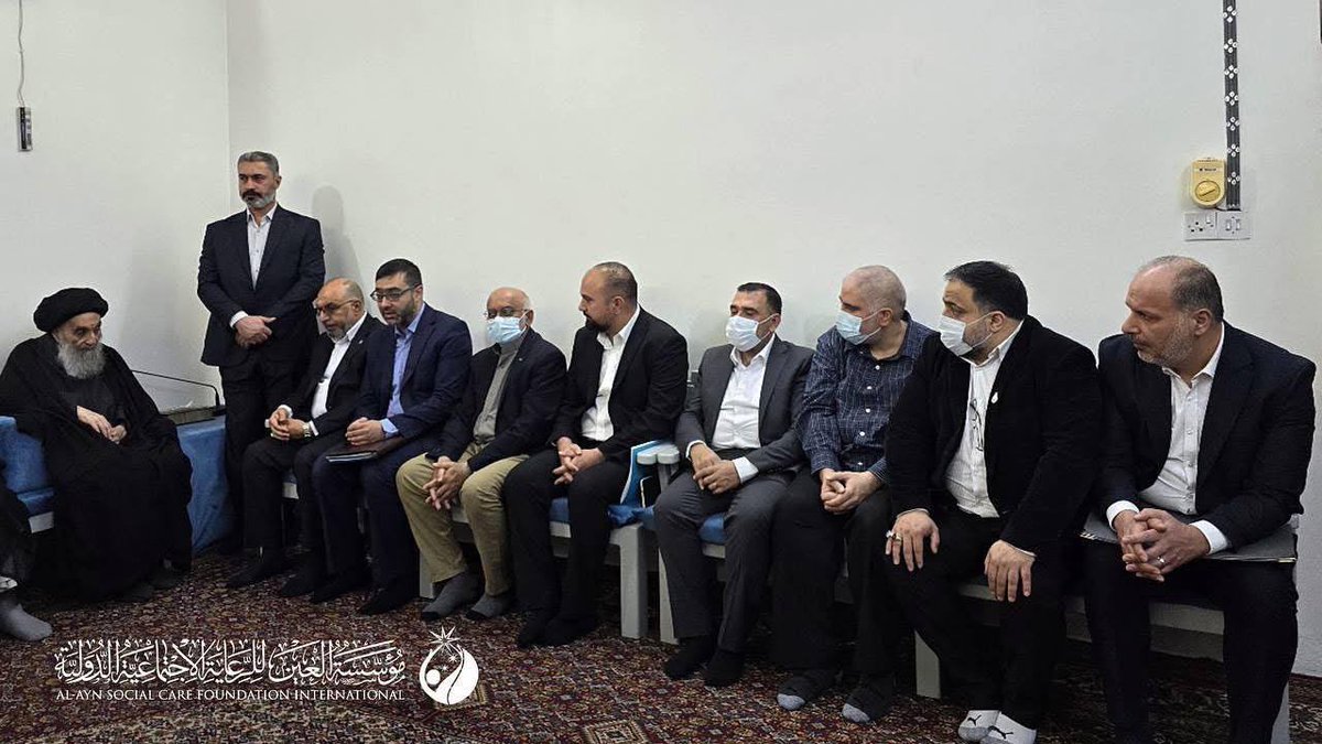 المرجع الاعلى السيد علي الحسيني السيستاني يلتقي اعضاء المؤتمر الدولي في مؤسسة العين للرعاية الاجتماعية ويشيد بدورهم الانساني والاجتماعي.