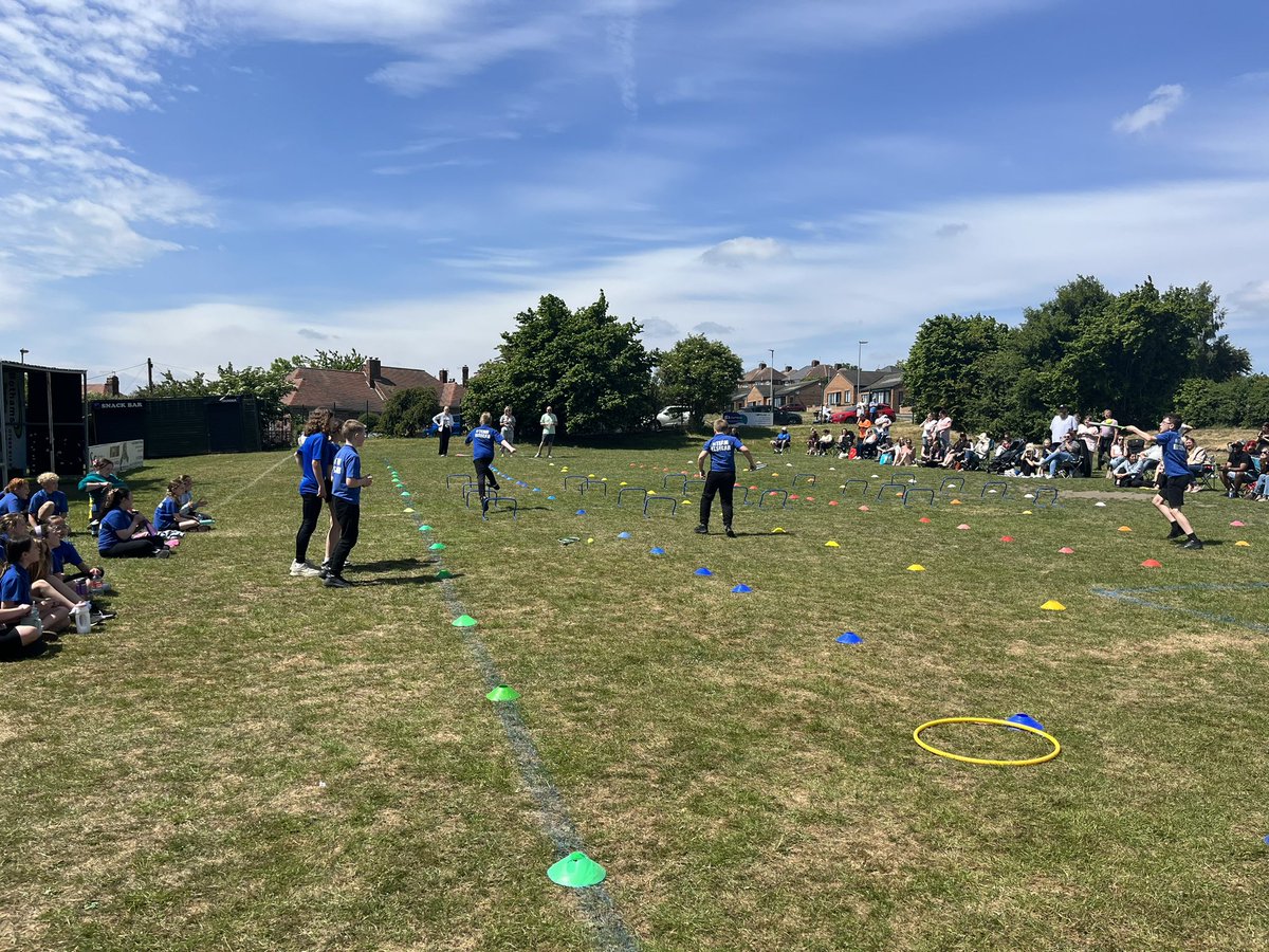 HooberClass1's tweet photo. We’ve had a wonderful afternoon for sports day today! Every single child showed incredible resilience and sportsmanship towards their team, quite literally ‘picking them up when they fell’. Well done Year 6, you made us very proud 👏🎉 #ElsecarPE https://t.co/uEiwXHg5vz