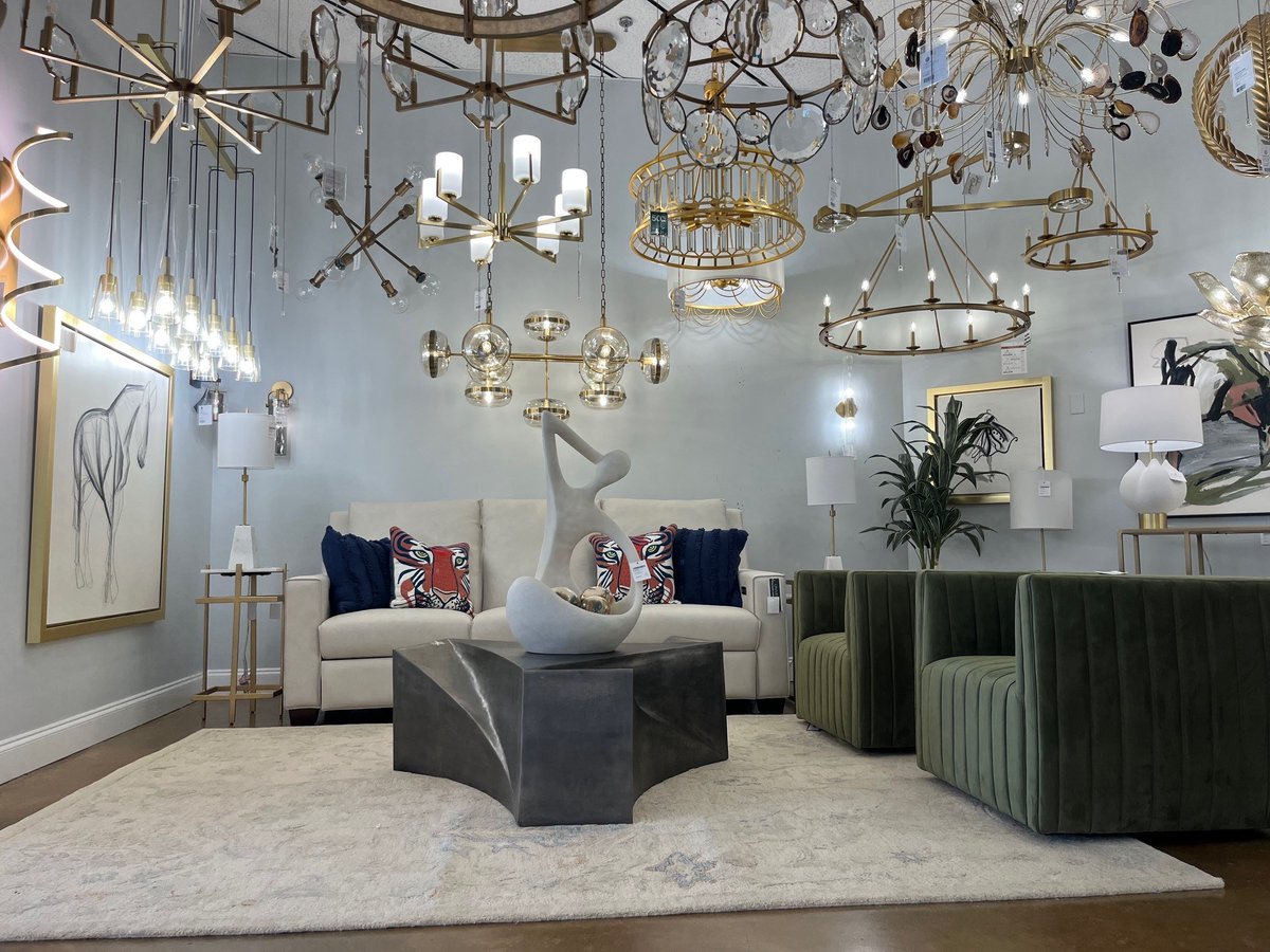 ProgLighting's tweet image. Step inside our Roswell showroom and discover lighting and décor that makes a statement ✨

From bold brass fixtures and fabulous crystal designs to laid-back organic textures and eye-catching furniture, there’s style around every corner.