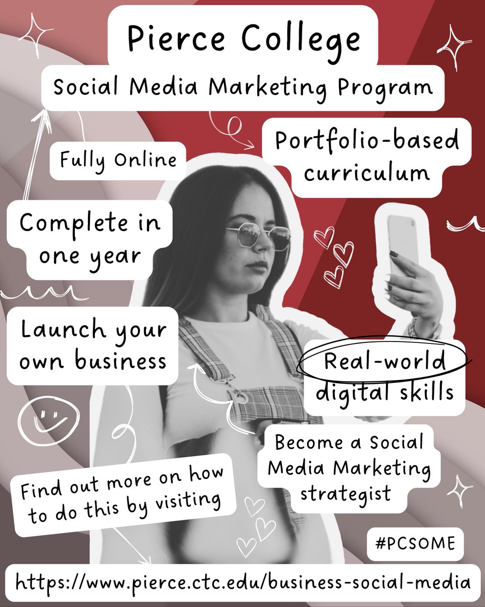 DigidsgnrKierra's tweet image. Do you want the skills to become an online marketing specialist or learn how to market your business on social media effectively? Then it's time to get your Social Media Marketing Certificate at Pierce College.
pierce.ctc.edu/business-socia…
#PCSOME #SocialMediaMarketing